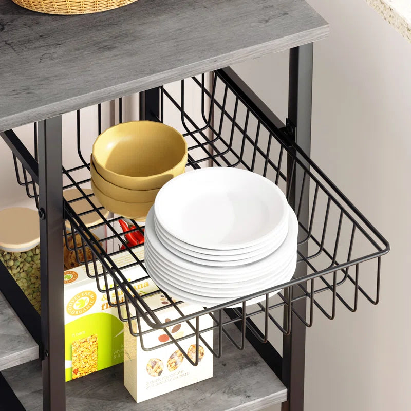 Kitchen Rack: 35.43'' Baker's Rack with Microwave Stand and Power Outlet