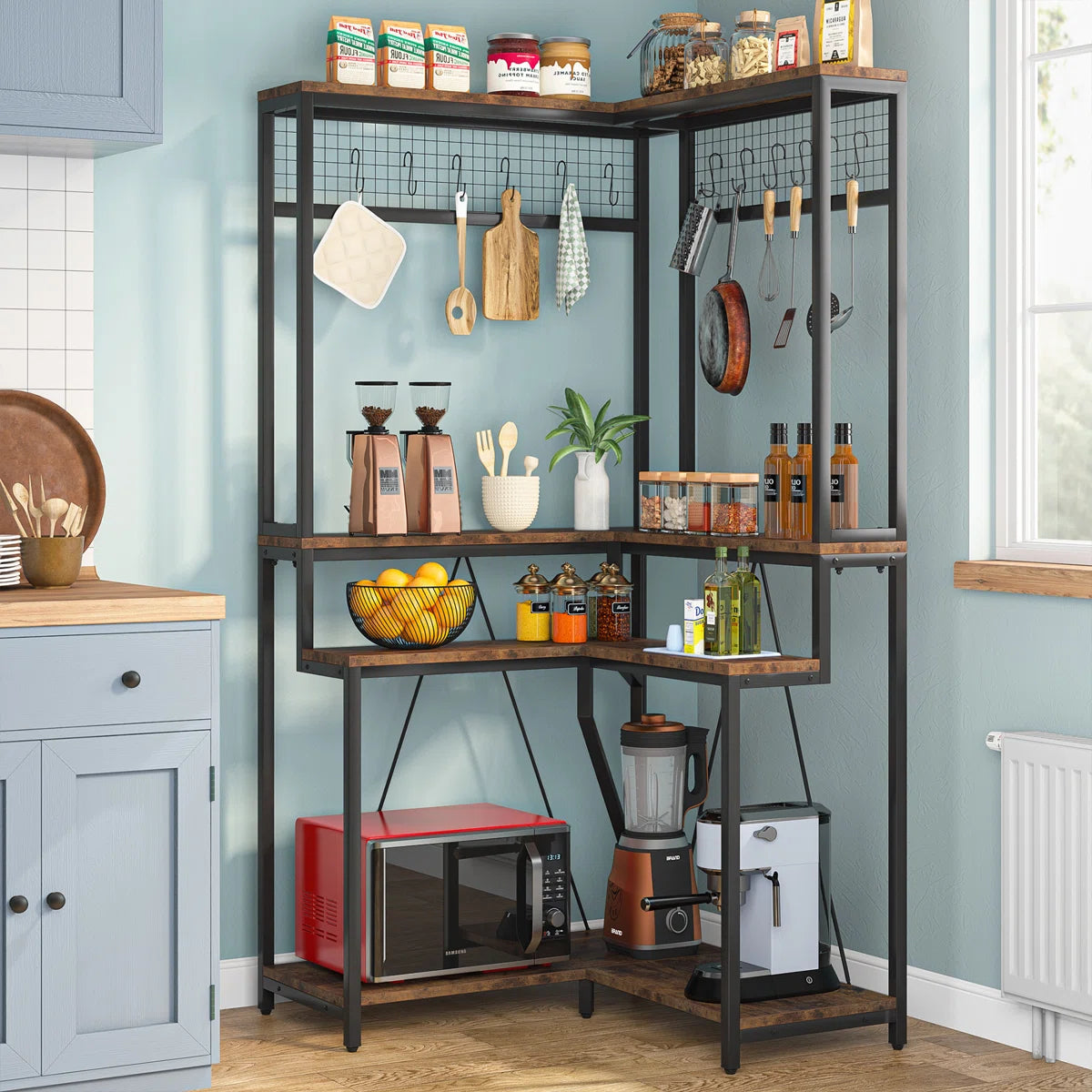 Kitchen Rack: 35.43'' Stainless Steel Standard Baker's Rack with Microwave Compatibility