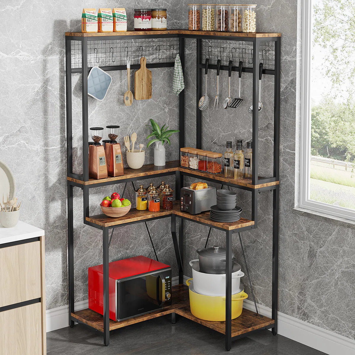 Kitchen Rack: 35.43'' Stainless Steel Standard Baker's Rack with Microwave Compatibility