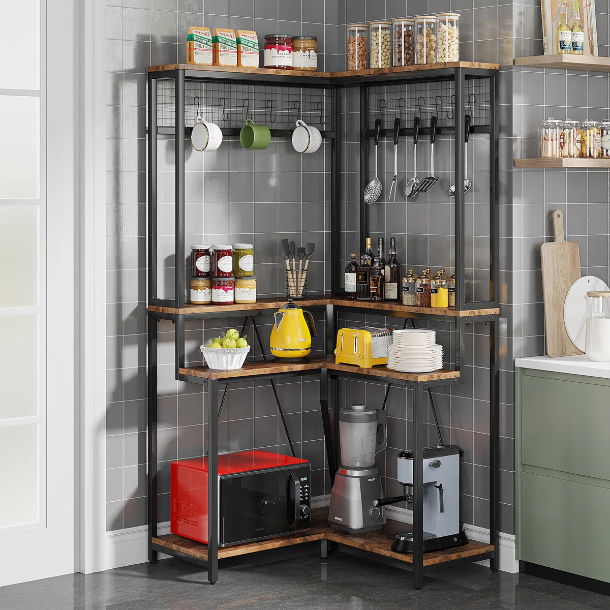 Kitchen Rack: 35.43'' Stainless Steel Standard Baker's Rack with Microwave Compatibility