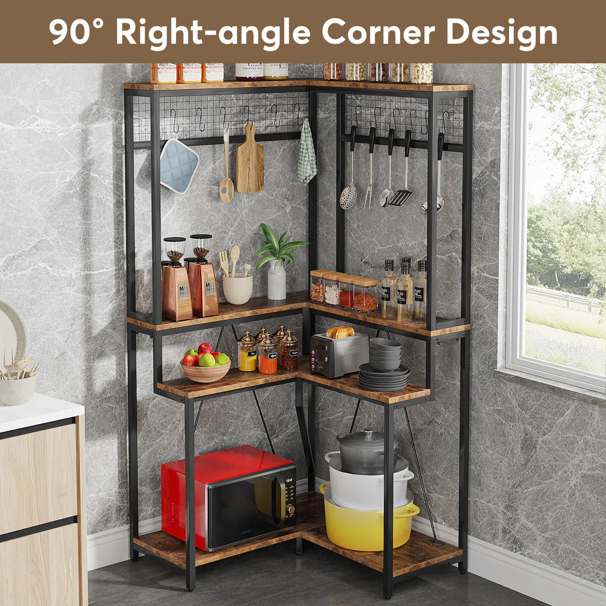 Kitchen Rack: 35.43'' Stainless Steel Standard Baker's Rack with Microwave Compatibility