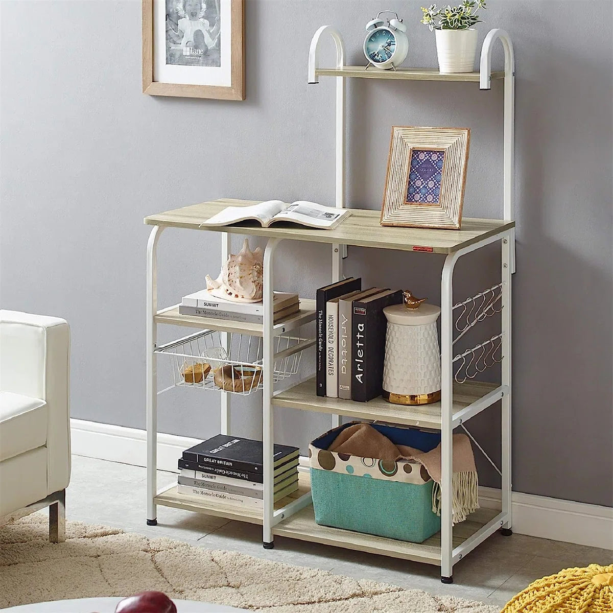 Kitchen Racks: 35.43" standard kitchen baker's rack with microwave shelf and extra storage tiers
