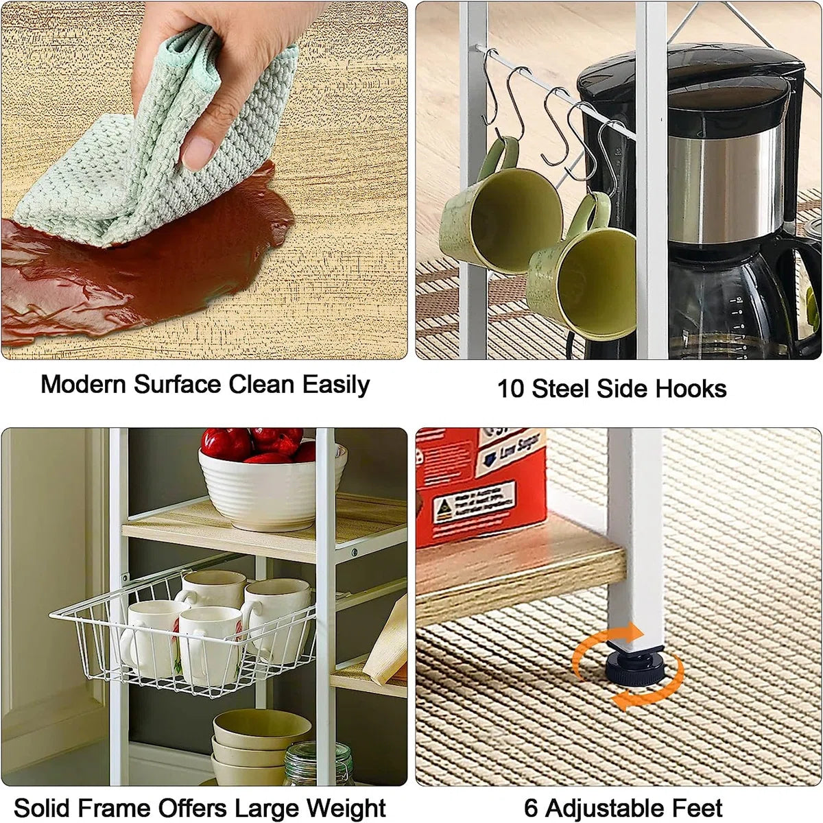 Kitchen Racks: 35.43" standard kitchen baker's rack with microwave shelf and extra storage tiers