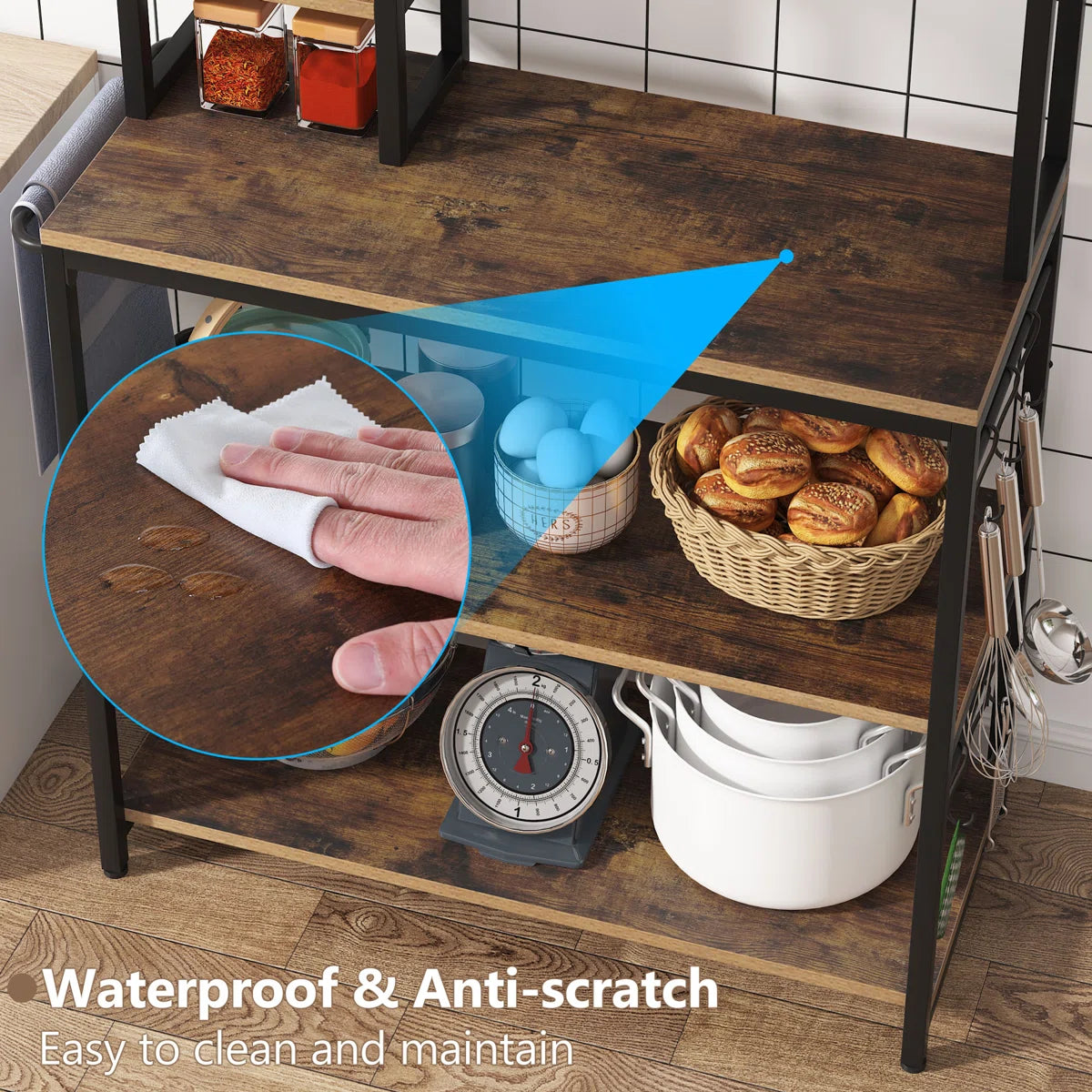 Kitchen Rack: 35.43'' Steel Standard Baker's Rack with Microwave Compatibility