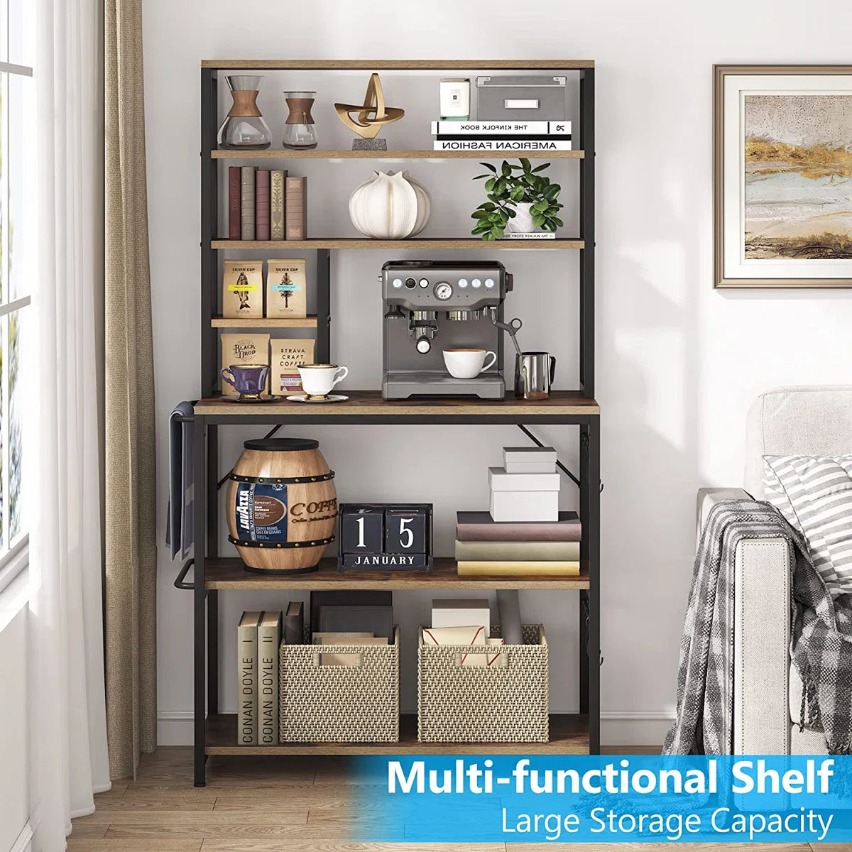 Kitchen Rack: 35.43'' Steel Standard Baker's Rack with Microwave Compatibility