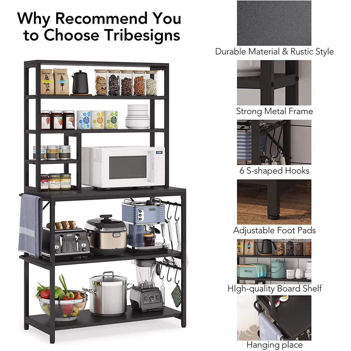 Kitchen Rack: 35.43'' Steel Standard Baker's Rack with Microwave Compatibility