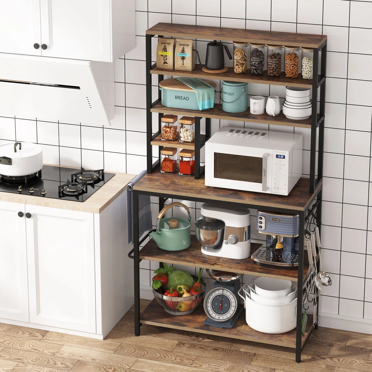 Kitchen Rack: 35.43'' Steel Standard Baker's Rack with Microwave Compatibility