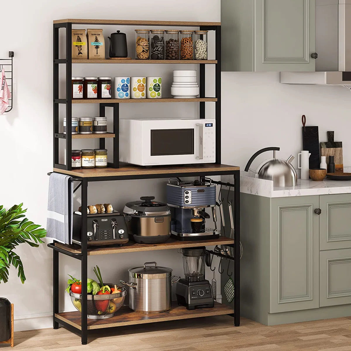 Kitchen Rack: 35.43'' Steel Standard Baker's Rack with Microwave Compatibility