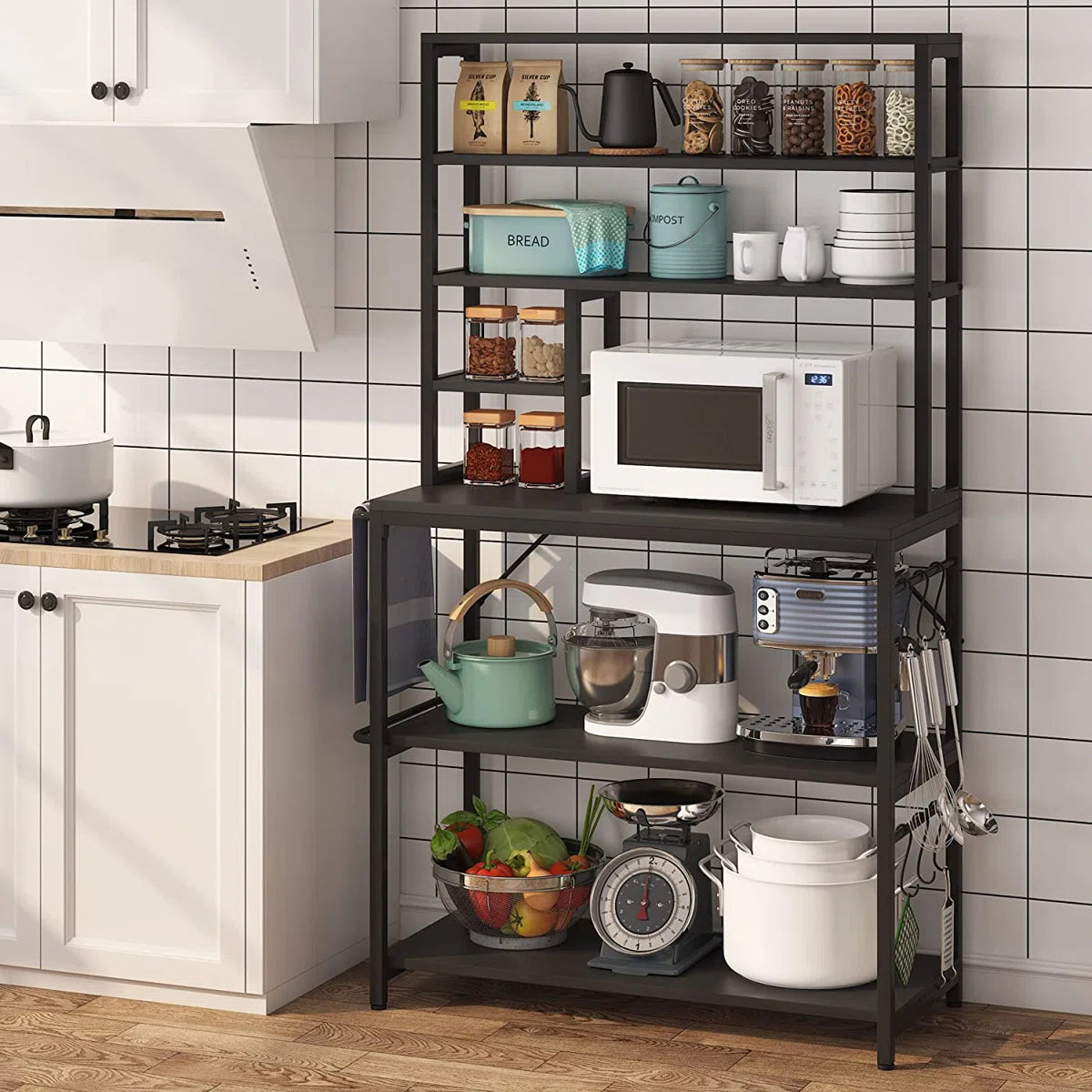 Kitchen Rack: 35.43'' Steel Standard Baker's Rack with Microwave Compatibility