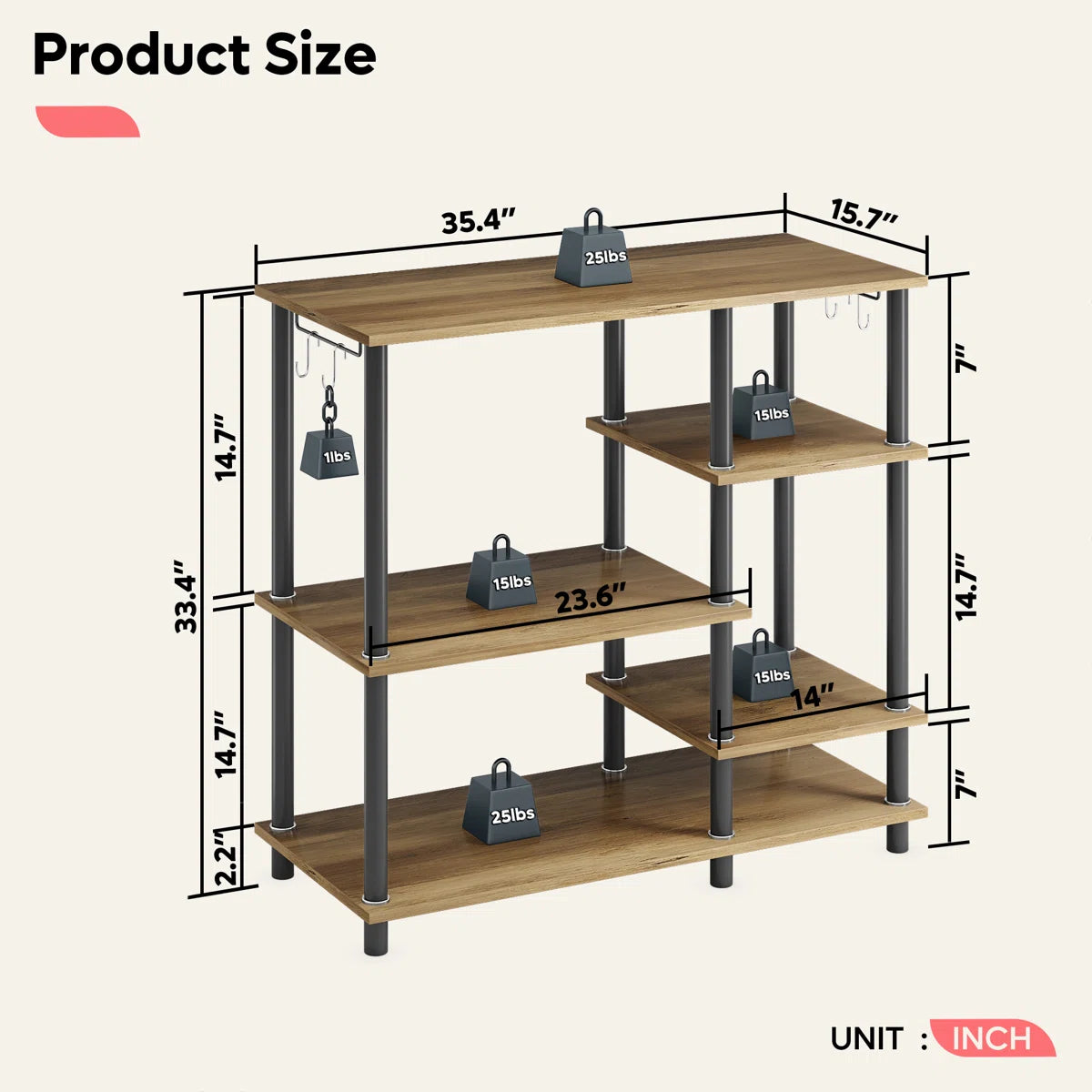 Kitchen Rack: 35.4'' Baker's Rack Kitchen Microwave Cart Easy to Assemble