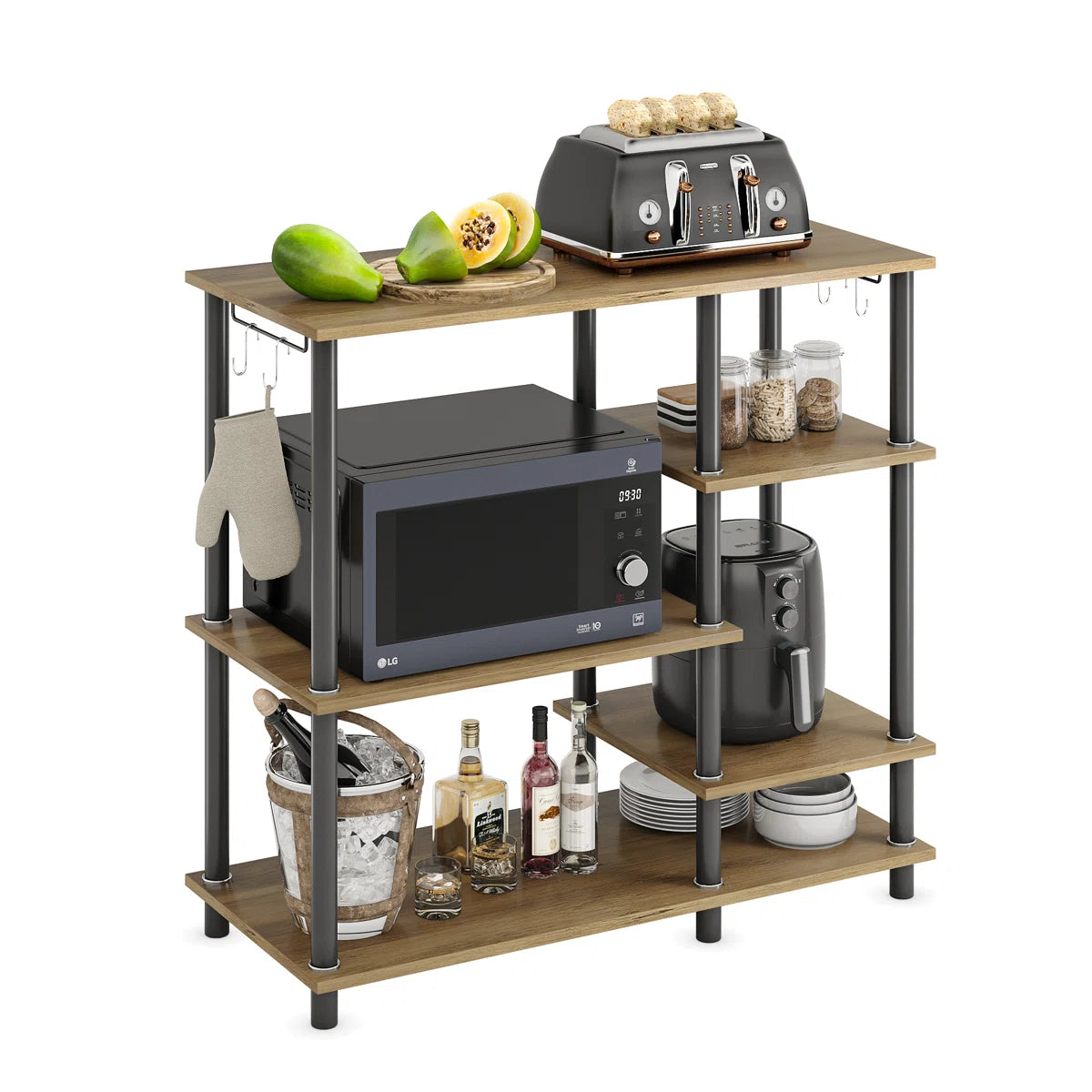 Kitchen Rack: 35.4'' Baker's Rack Kitchen Microwave Cart Easy to Assemble