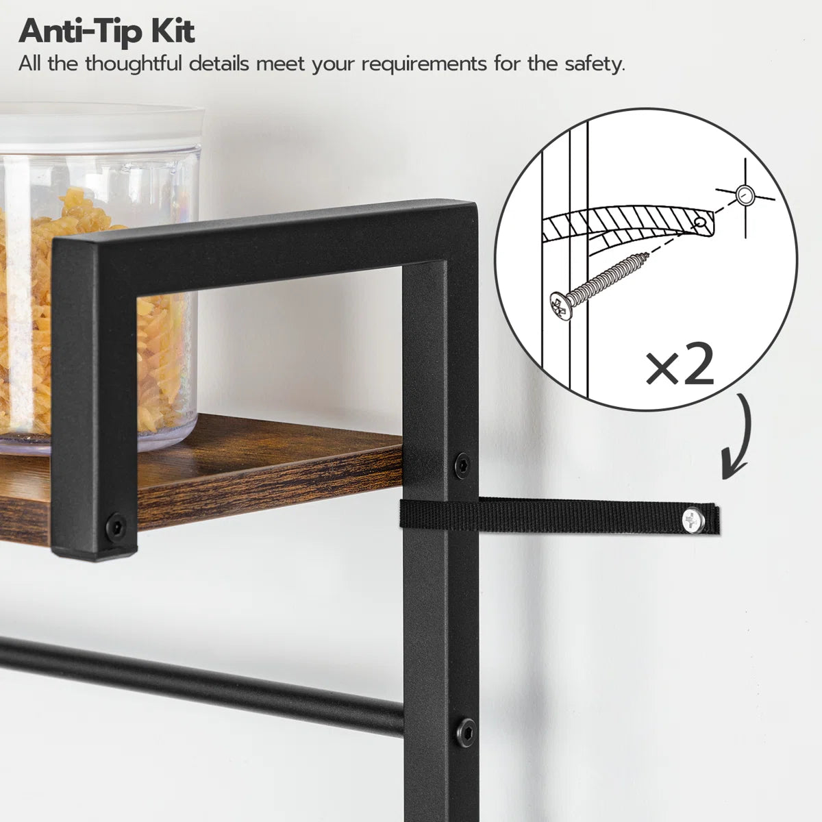 Kitchen Rack: 35.4" Bakers Rack with Coffee Bar, Power Outlet, Mesh Basket, Microwave Stand, and 4 S-Shaped Hooks