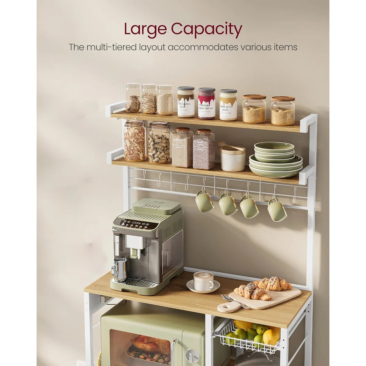 Kitchen Rack: 35.4'' Metal Baker's Rack with Microwave Compatibility