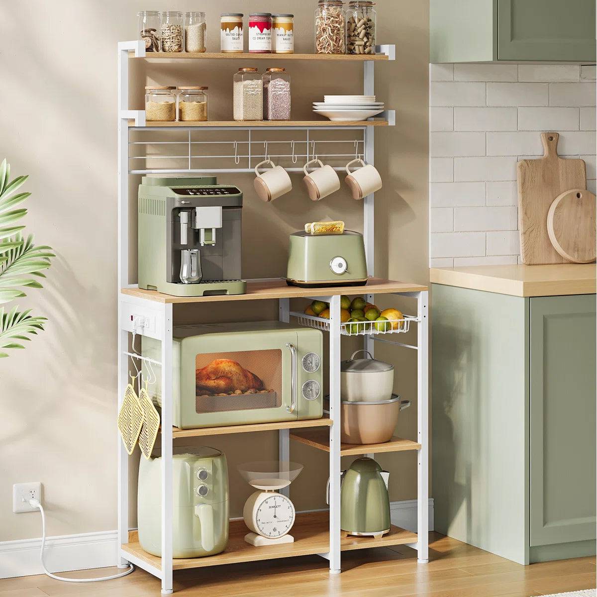 Kitchen Rack: 35.4'' Metal Baker's Rack with Microwave Compatibility