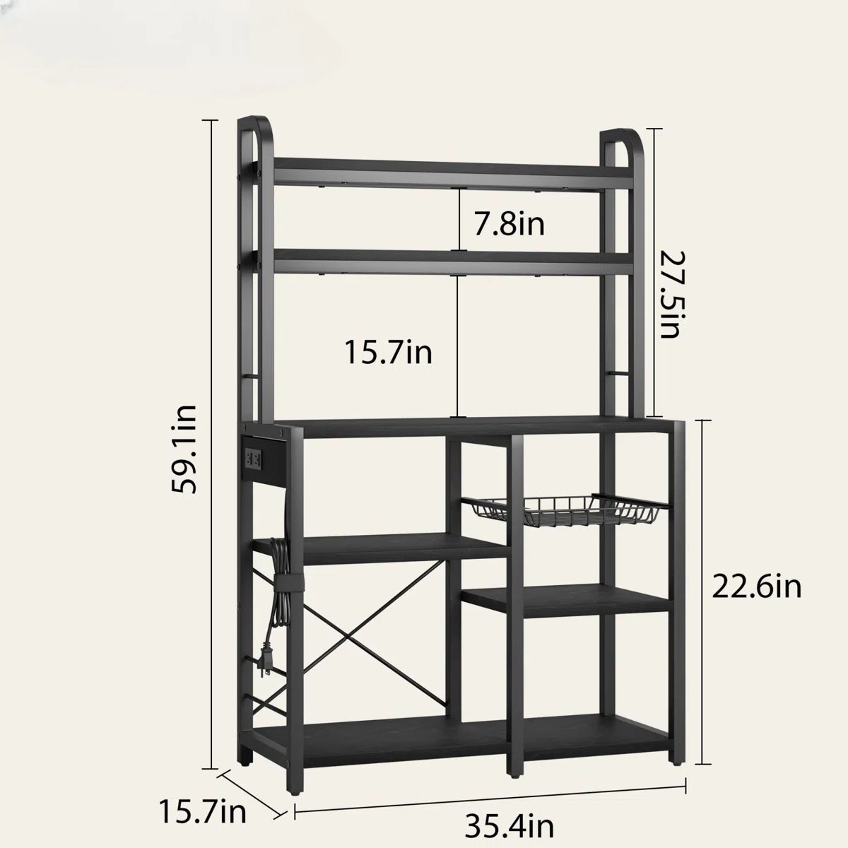 Kitchen Rack: 35.4'' Metal Baker's Rack with Microwave Compatibility