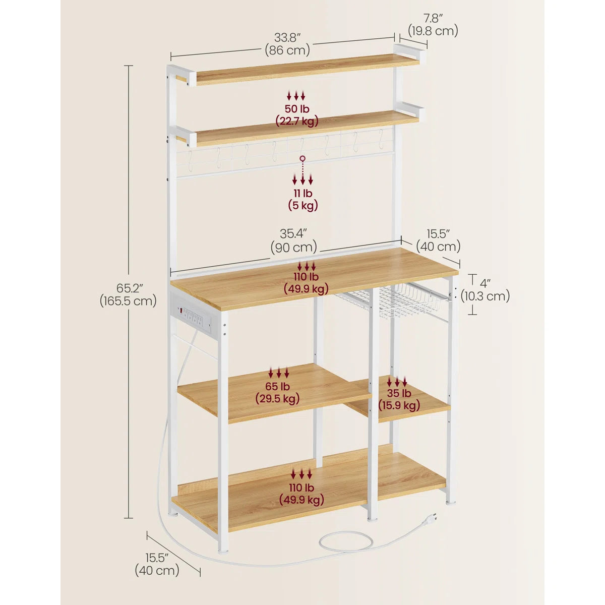 Kitchen Rack: 35.4'' Metal Baker's Rack with Microwave Compatibility