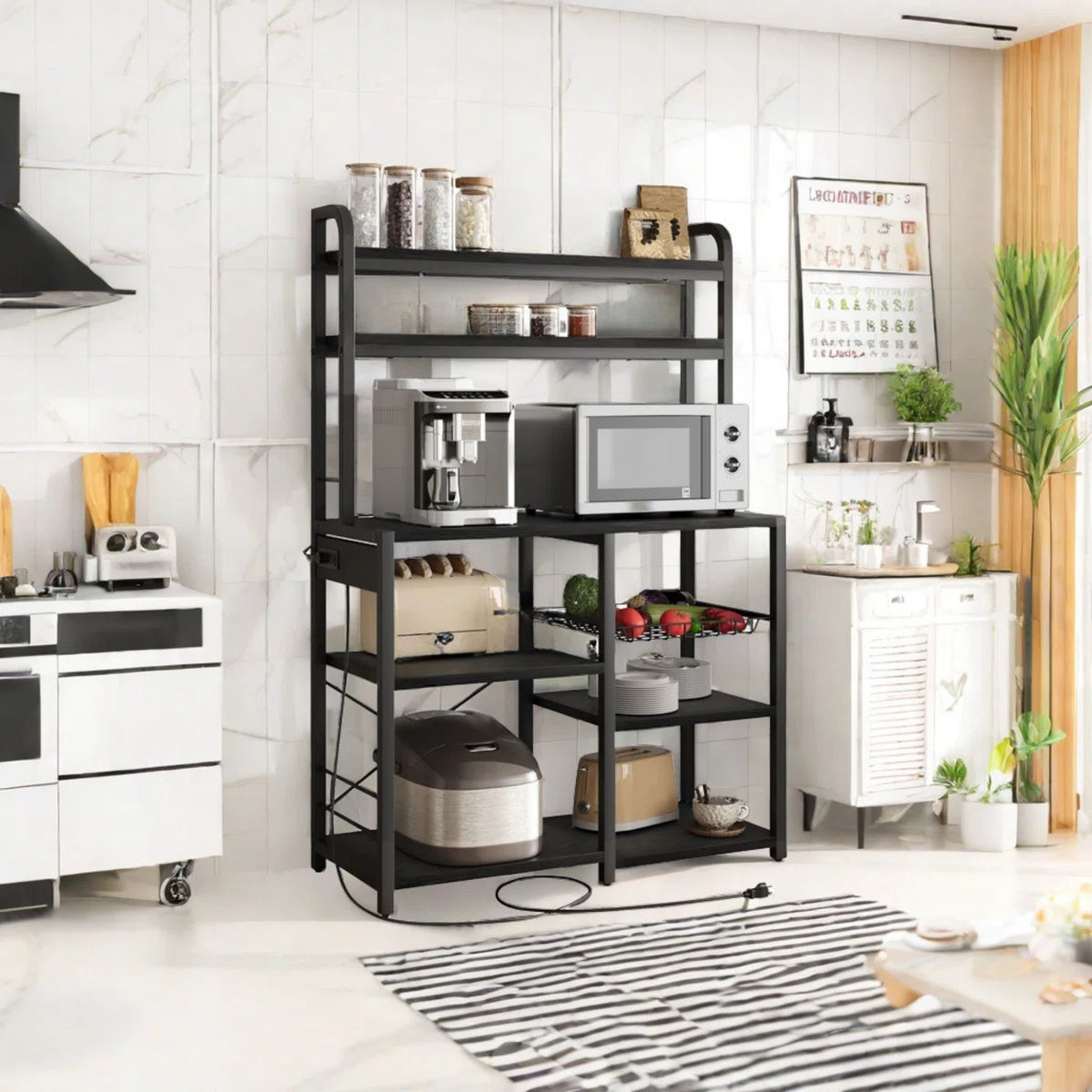 Kitchen Rack: 35.4'' Metal Baker's Rack with Microwave Compatibility