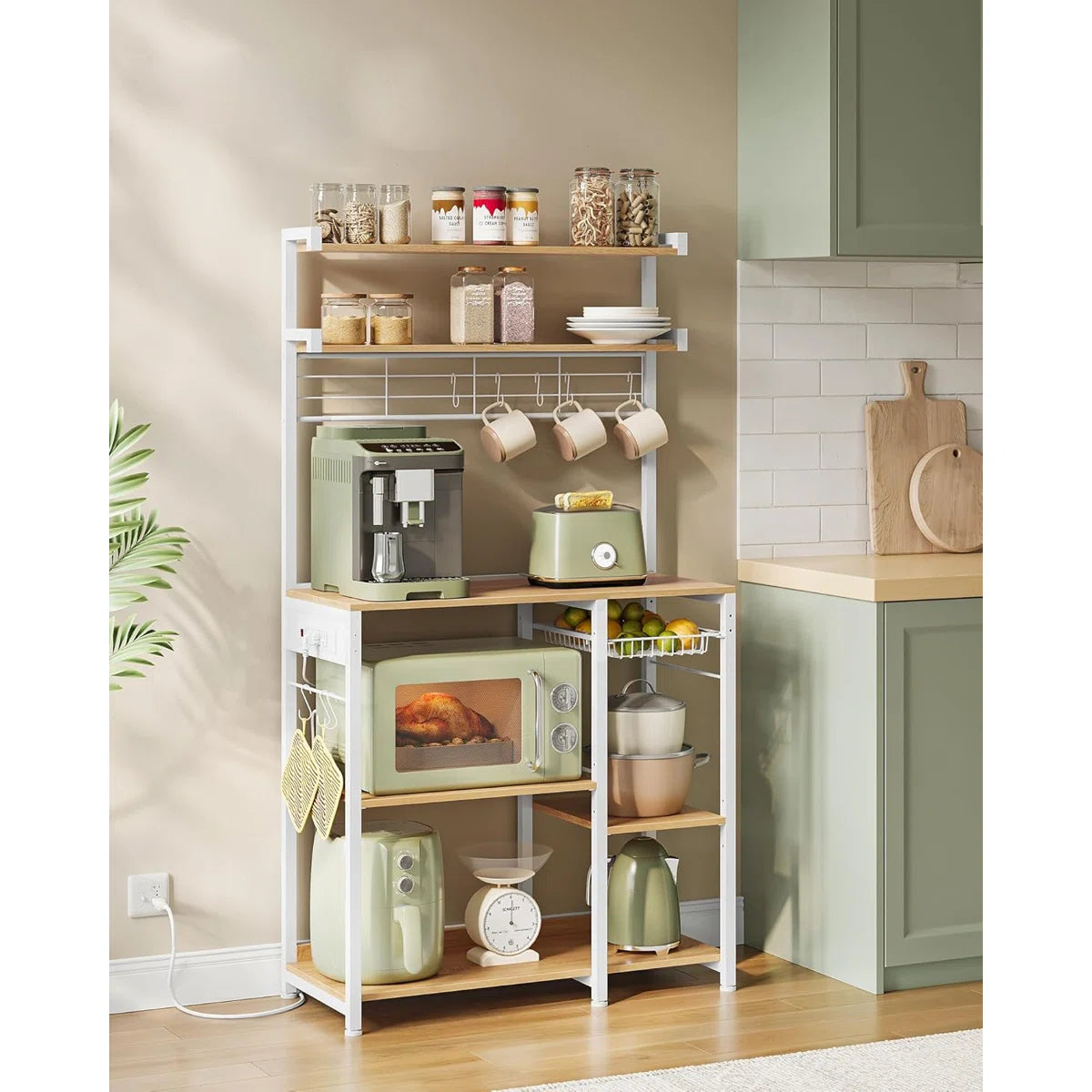 Kitchen Rack: 35.4'' Metal Baker's Rack with Microwave Compatibility