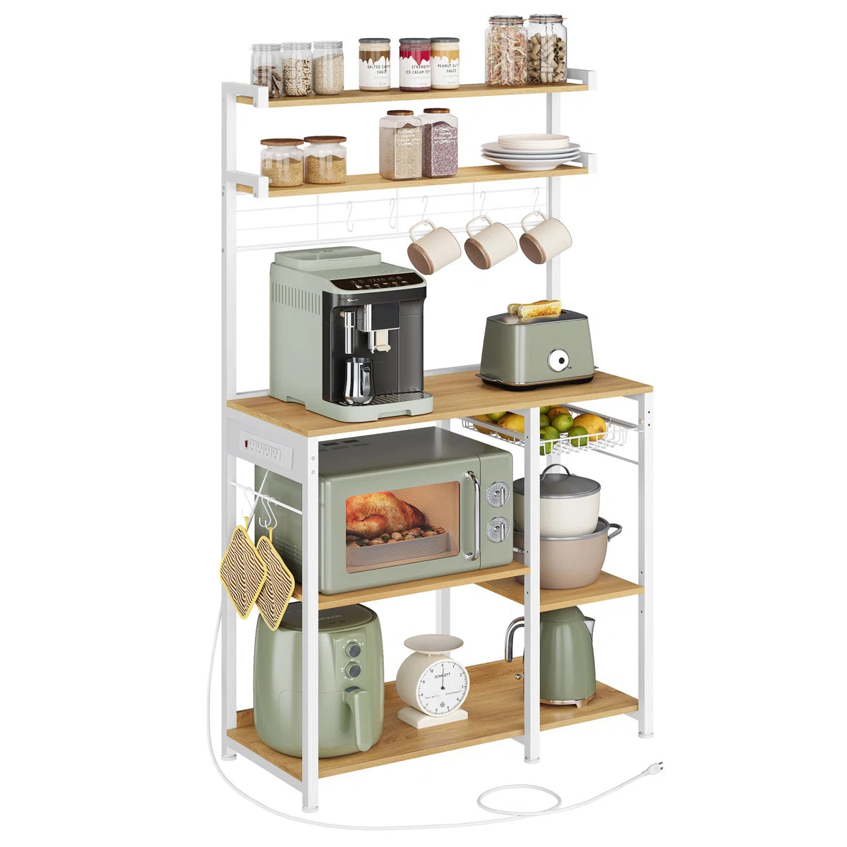 Kitchen Rack: 35.4'' Metal Baker's Rack with Microwave Compatibility