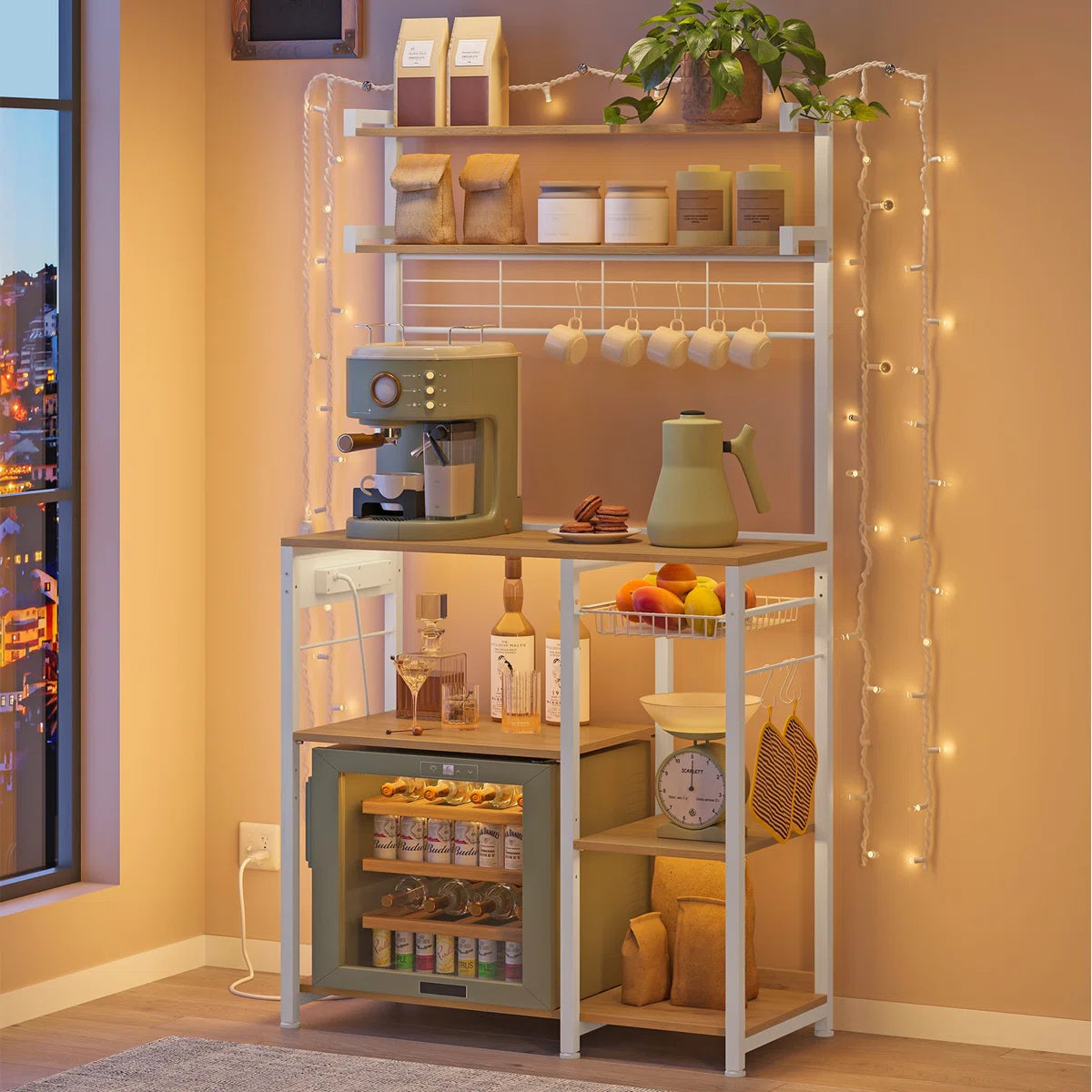 Kitchen Rack: 35.4'' Metal Baker's Rack with Microwave Compatibility