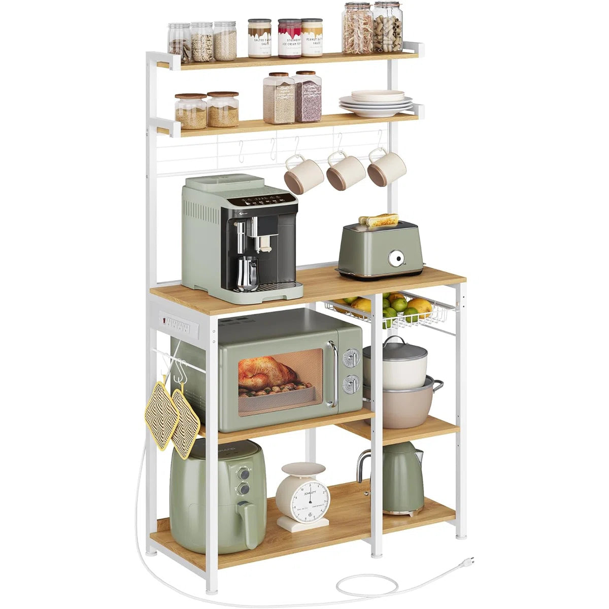 Kitchen Rack: 35.4'' Metal Baker's Rack with Microwave Compatibility