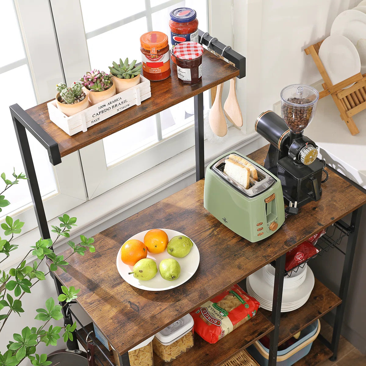 Kitchen Rack: 35.4'' Standard Baker's Rack with Microwave Compatibility