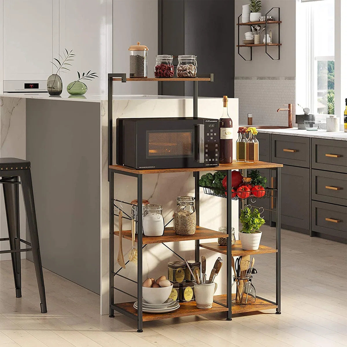 Kitchen Rack: 35.4'' Standard Baker's Rack with Microwave Compatibility