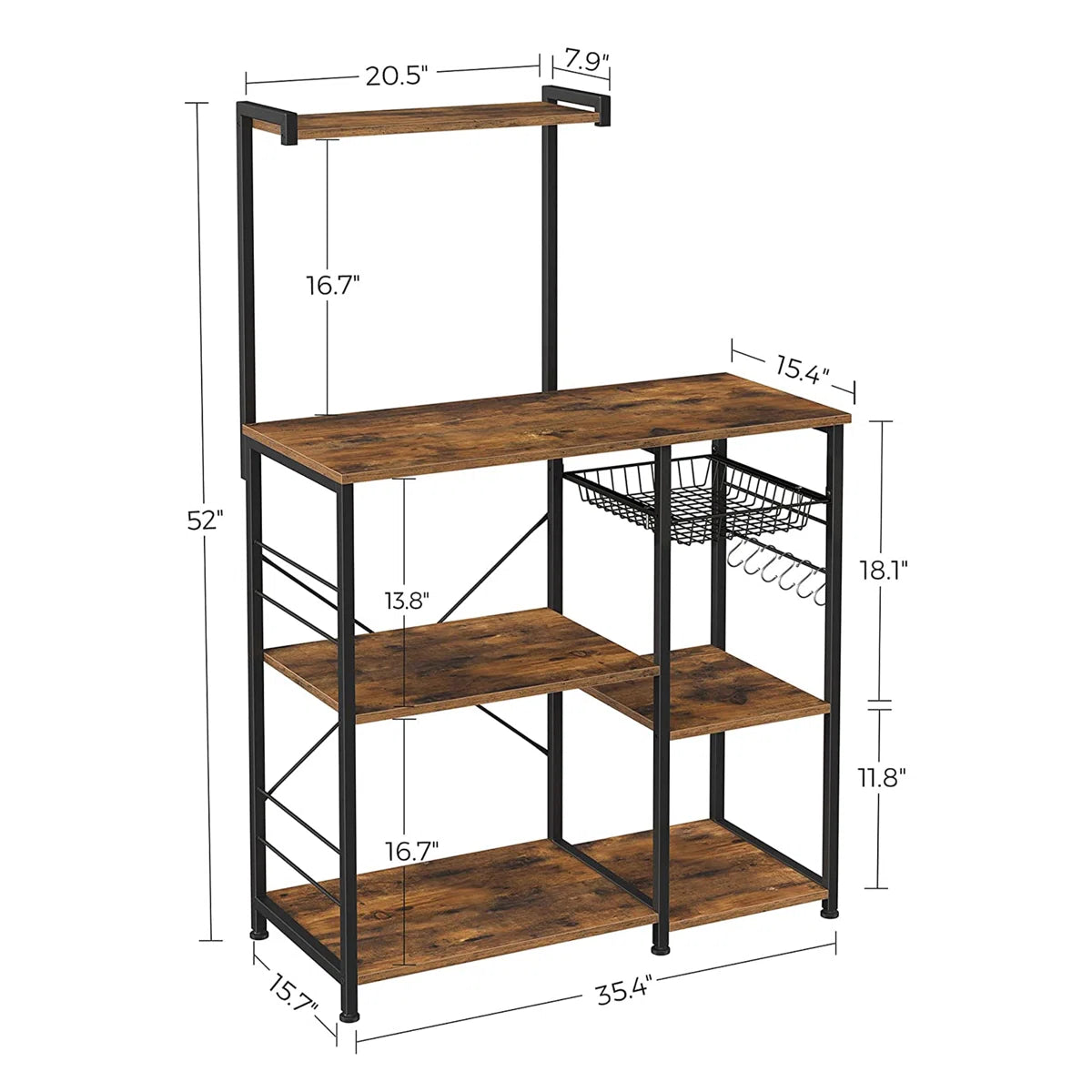 Kitchen Rack: 35.4'' Standard Baker's Rack with Microwave Compatibility