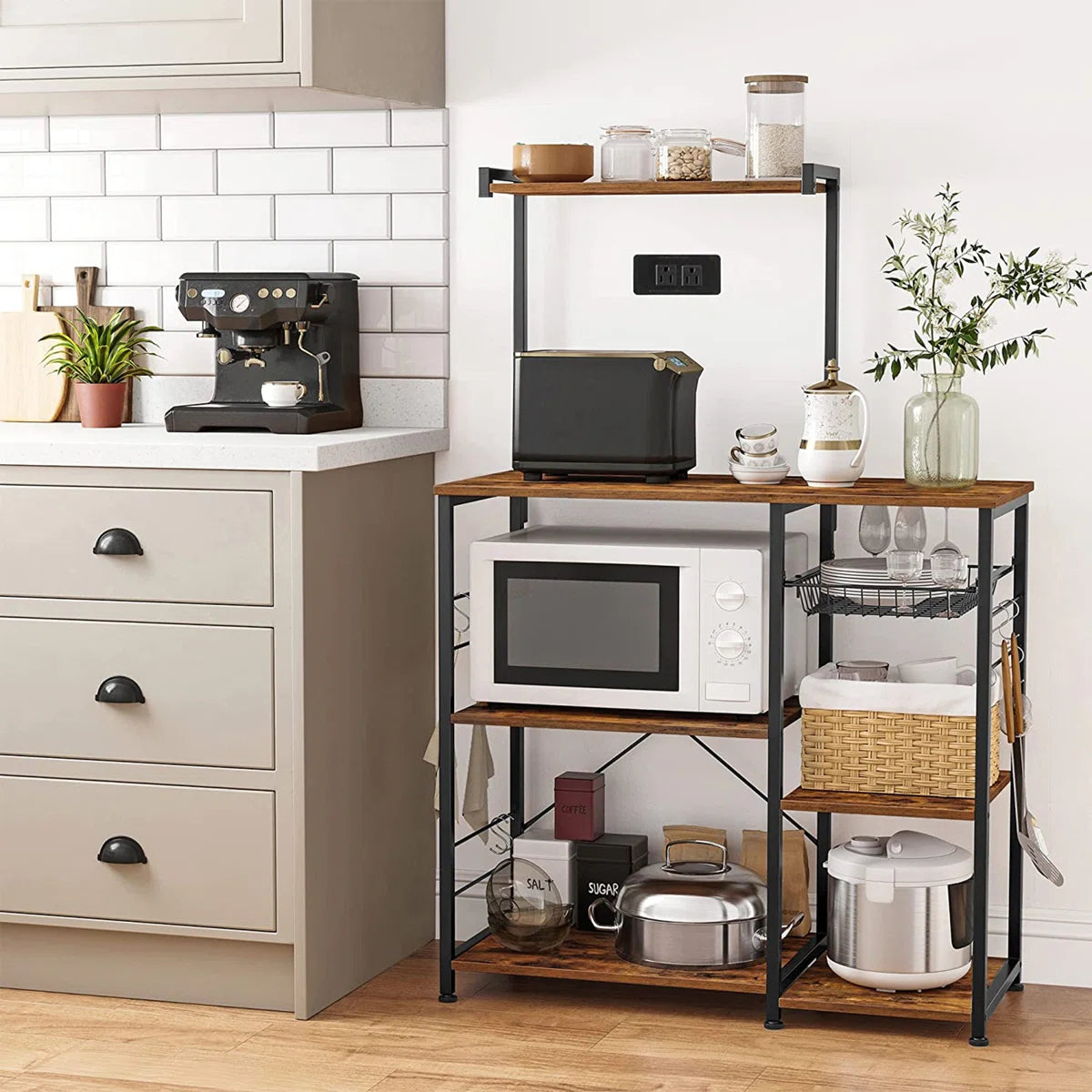 Kitchen Rack: 35.4'' Standard Baker's Rack with Microwave Compatibility
