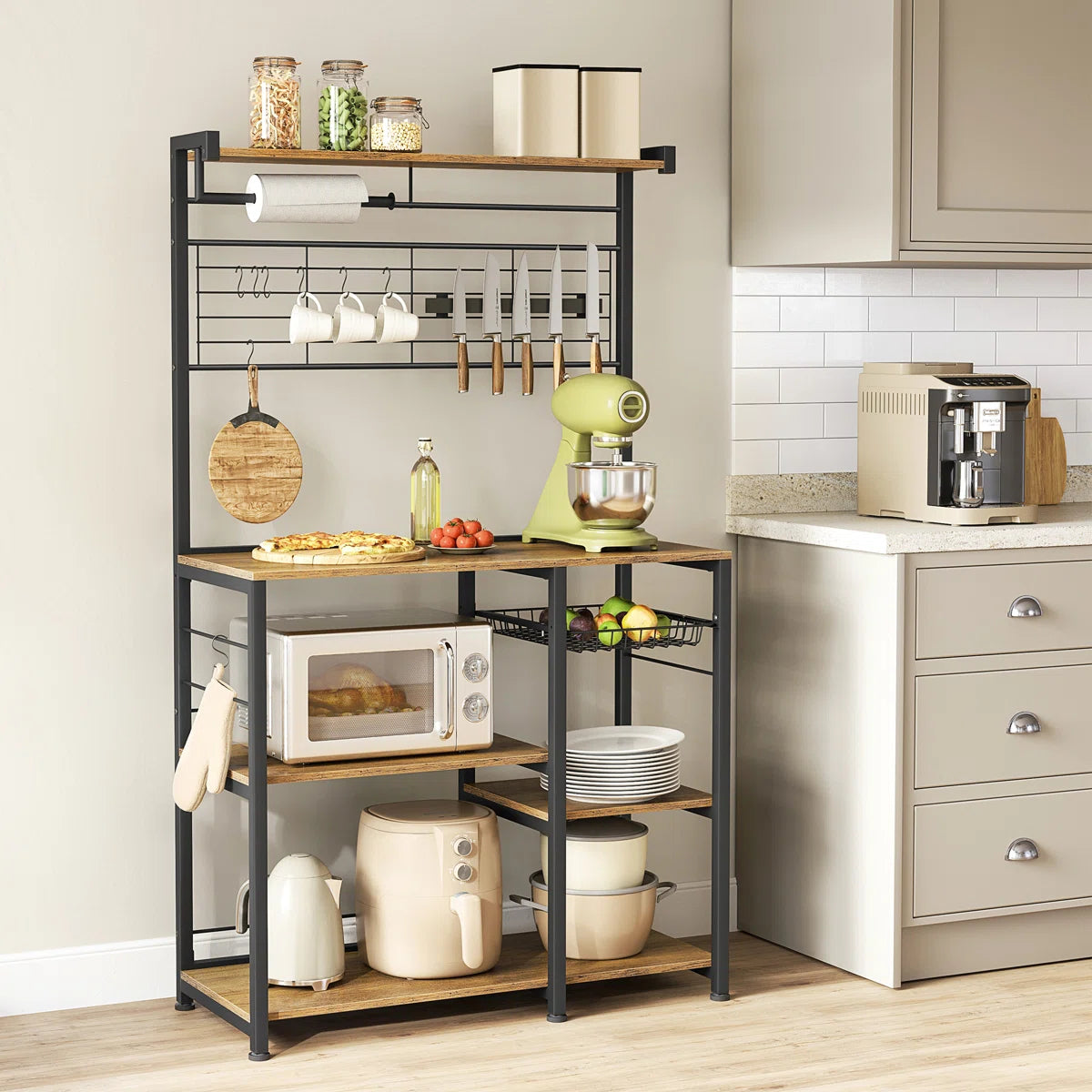 Kitchen Rack: 35.4'' Steel Standard Baker's Rack with Microwave Compatibility