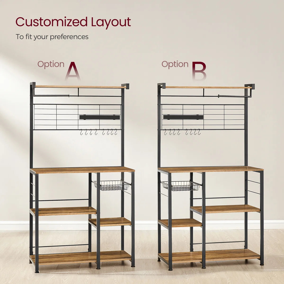Kitchen Rack: 35.4'' Steel Standard Baker's Rack with Microwave Compatibility