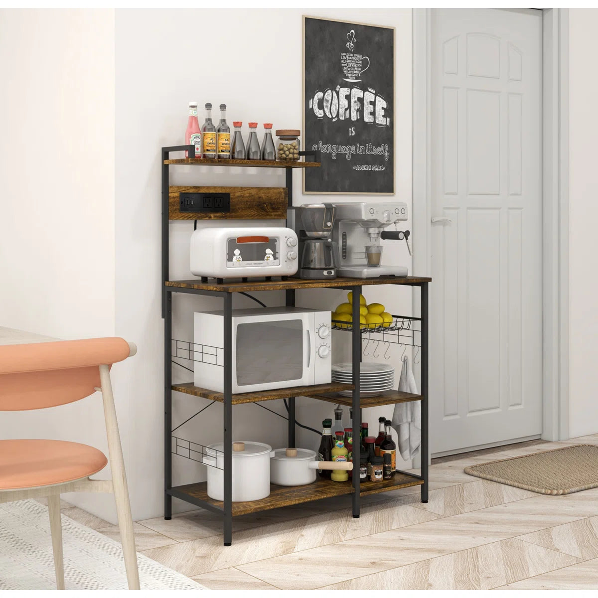 Kitchen Rack: 35.5'' Steel Standard Baker's Rack with Microwave Compatibility