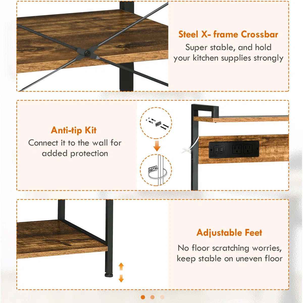Kitchen Rack: 35.5'' Steel Standard Baker's Rack with Microwave Compatibility