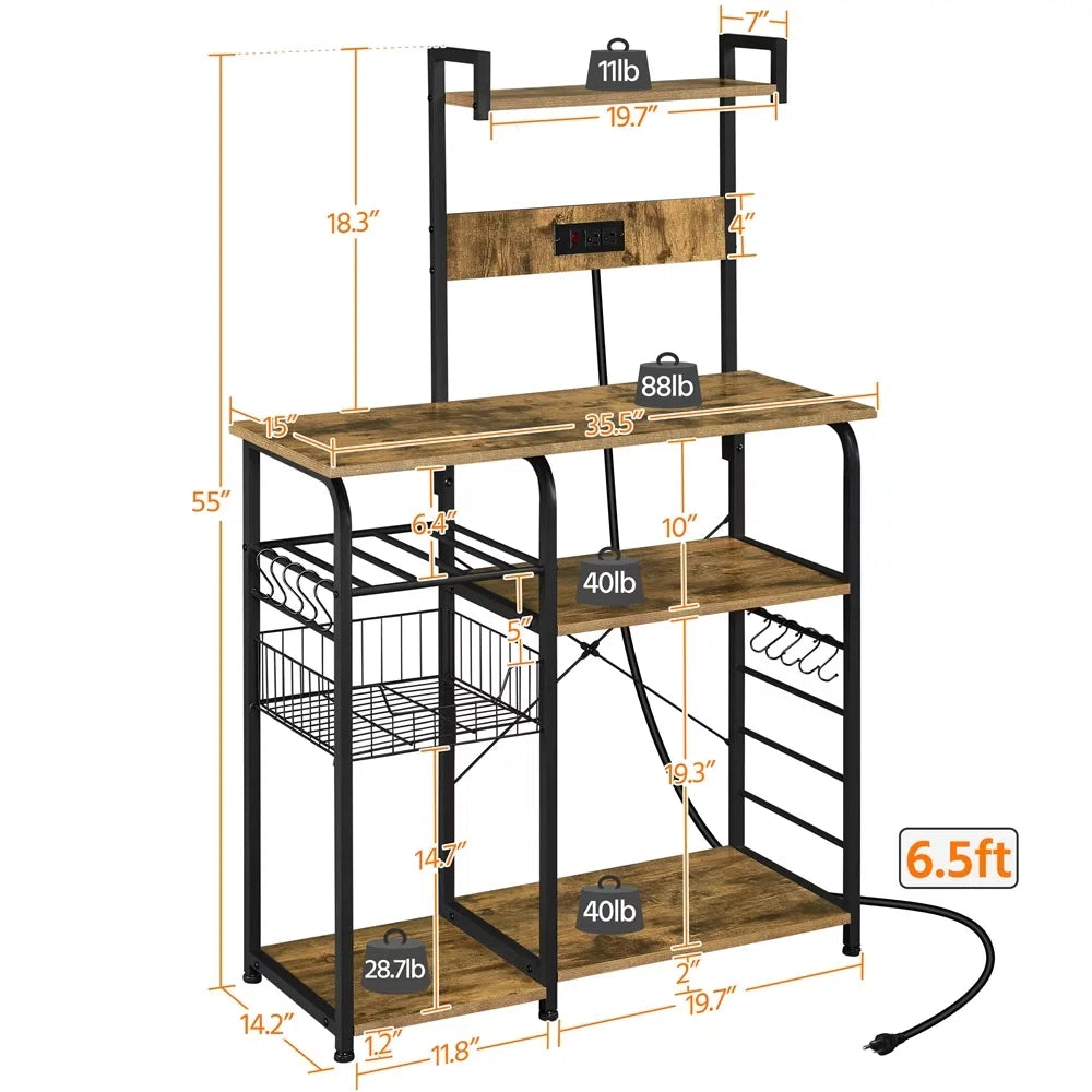 Kitchen Rack: 35'' Iron Standard Baker's Rack with Microwave Compatibility