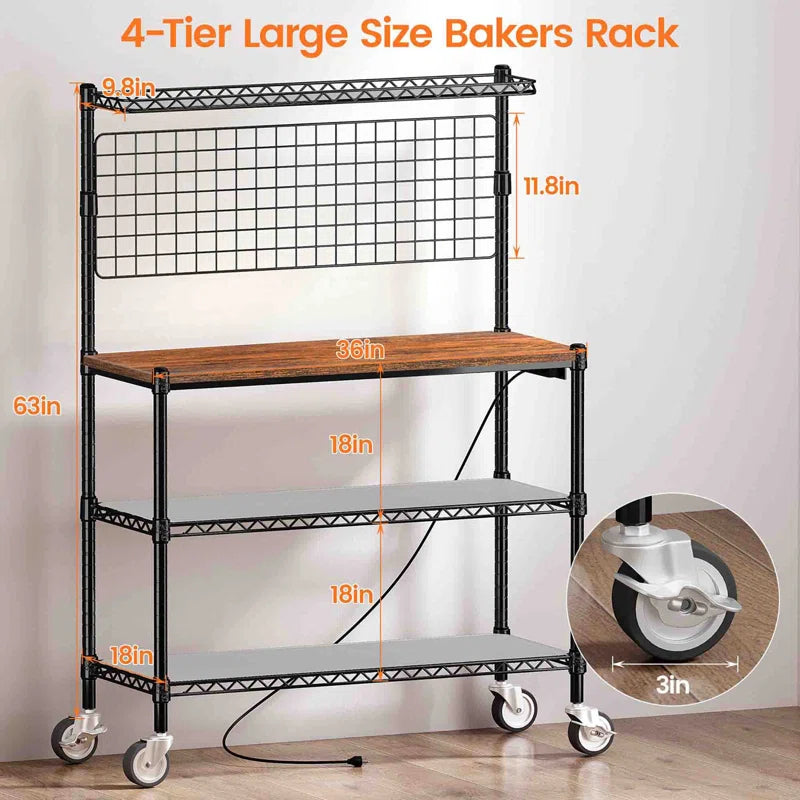 Kitchen Racks: 36'' Standard Baker's Rack Made of Metal and Compatible with Microwaves