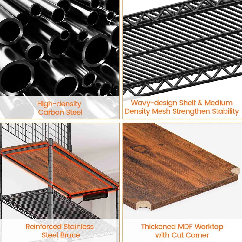 Kitchen Racks: 36'' Standard Baker's Rack Made of Metal and Compatible with Microwaves