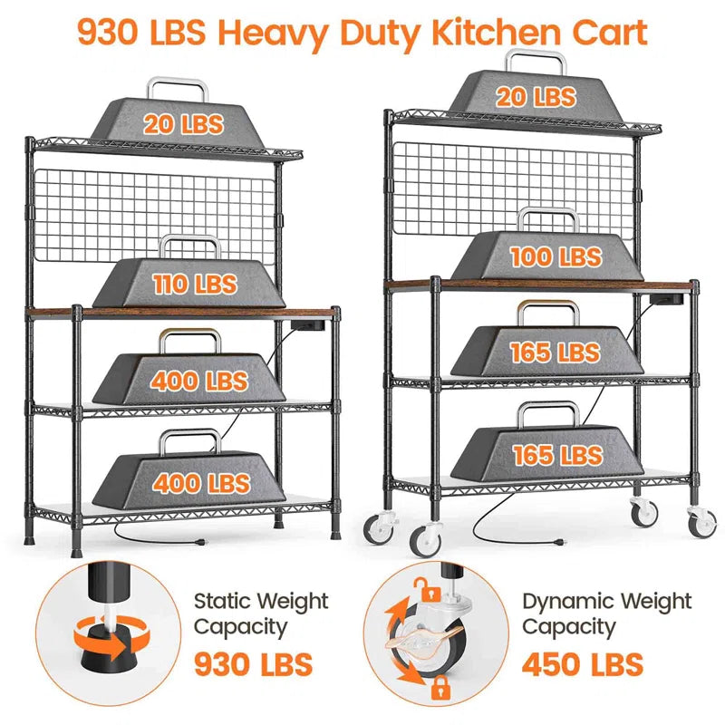 Kitchen Racks: 36'' Standard Baker's Rack Made of Metal and Compatible with Microwaves