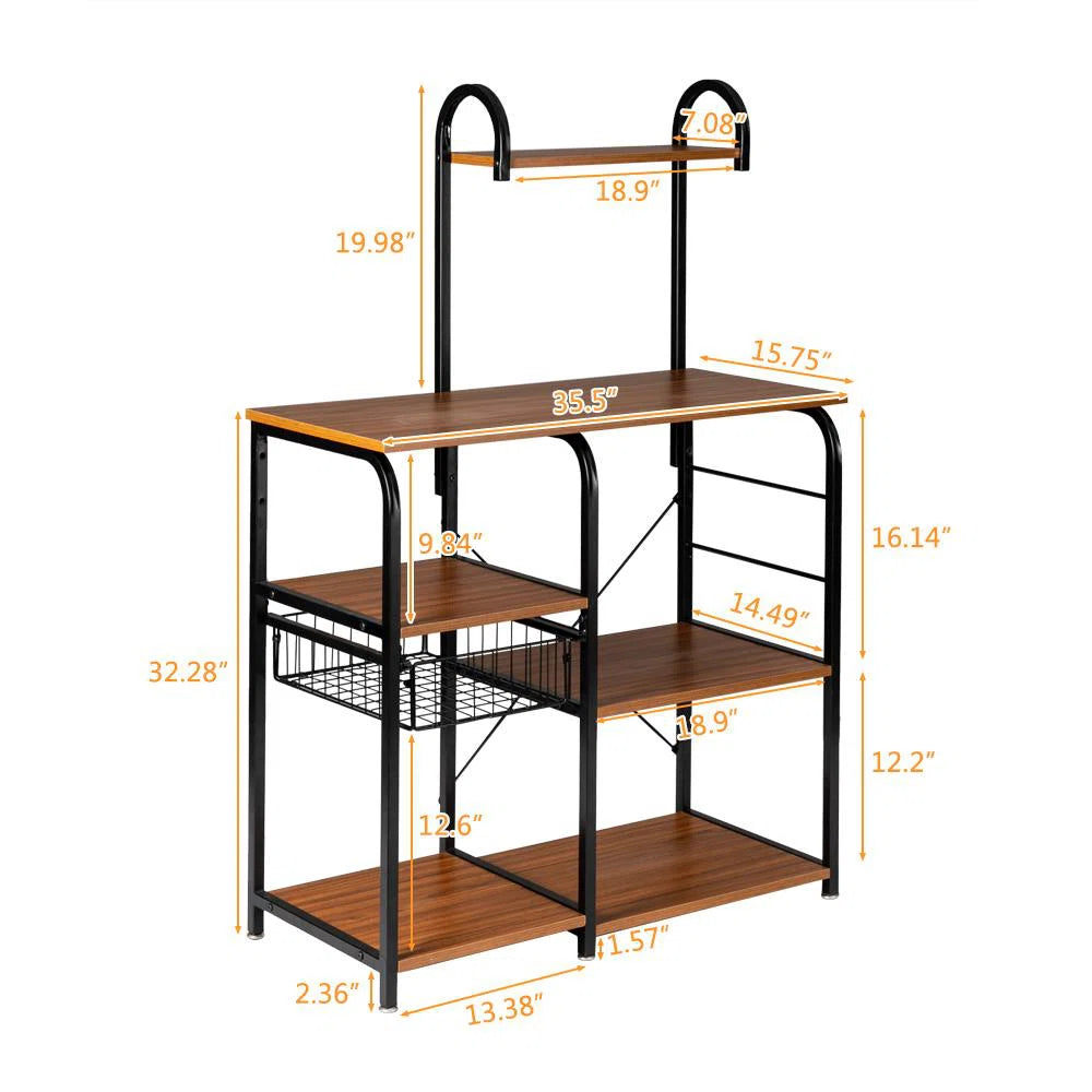 Kitchen Racks: Standard Baker's Rack Made of 36" Steel and Compatible with Microwaves