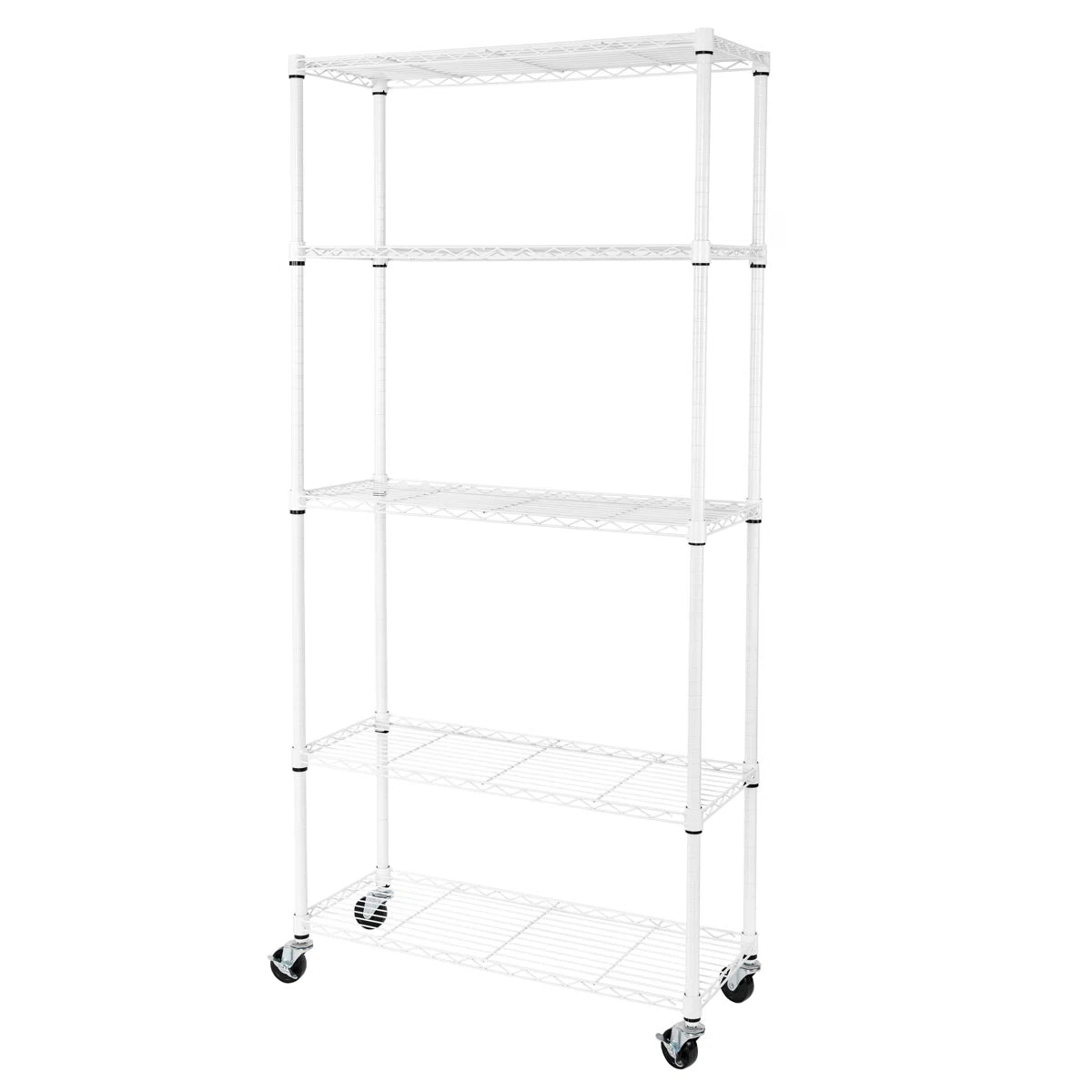 Kitchen Rack: 36'' W Steel Shelving Unit with Wheels for Height Adjustment
