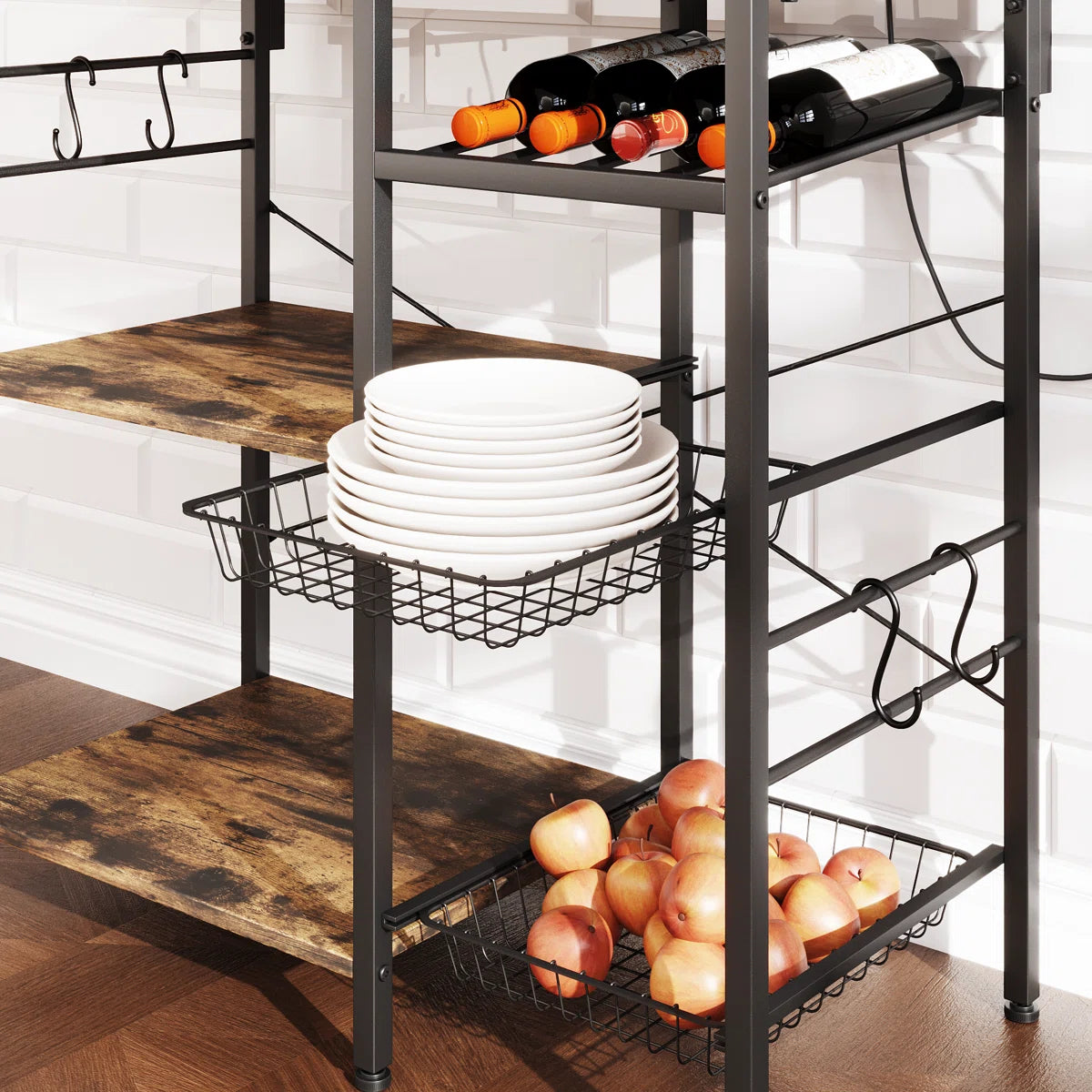 Kitchen Rack: 37.59'' Steel Standard Baker's Rack with Microwave Compatibility