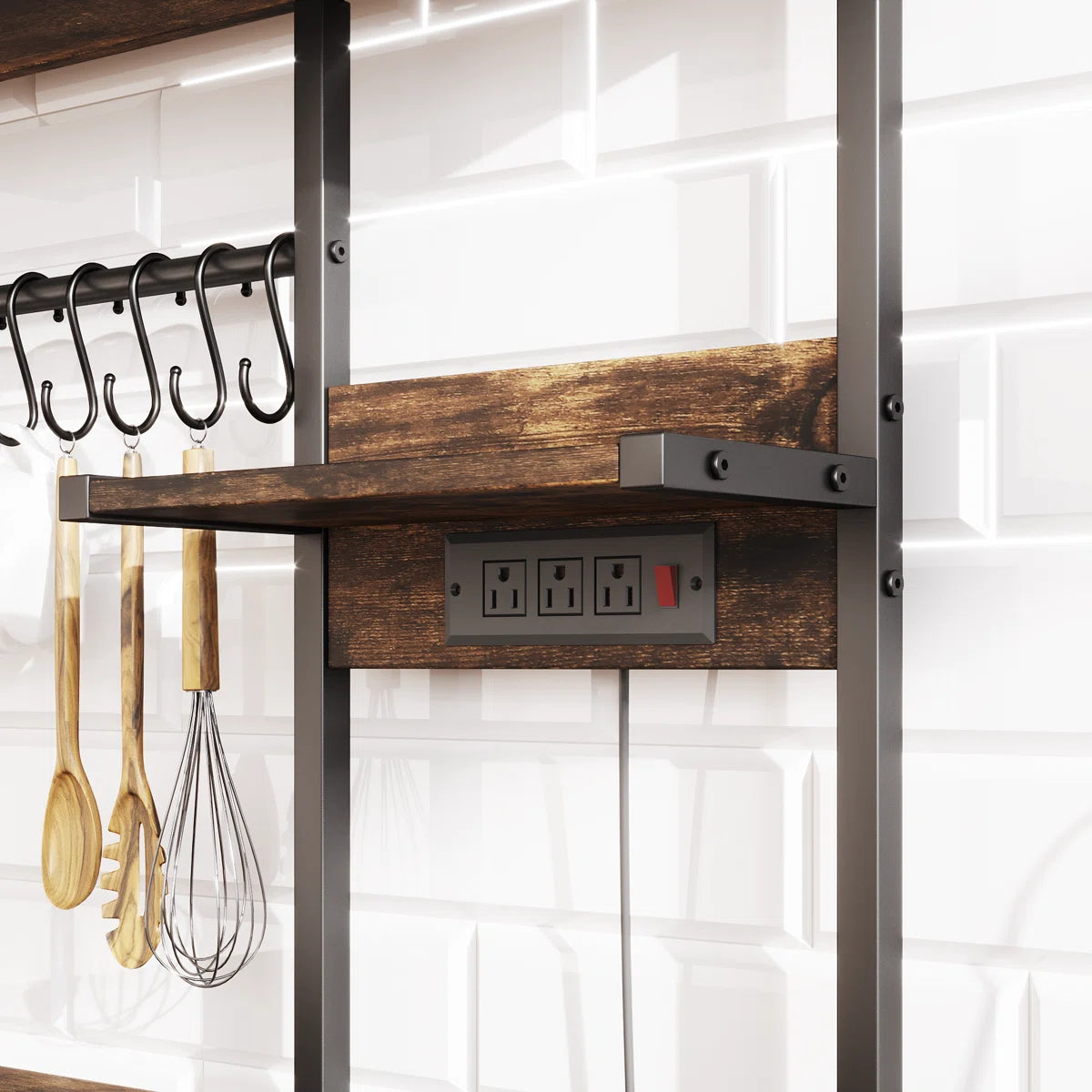 Kitchen Rack: 37.59'' Steel Standard Baker's Rack with Microwave Compatibility