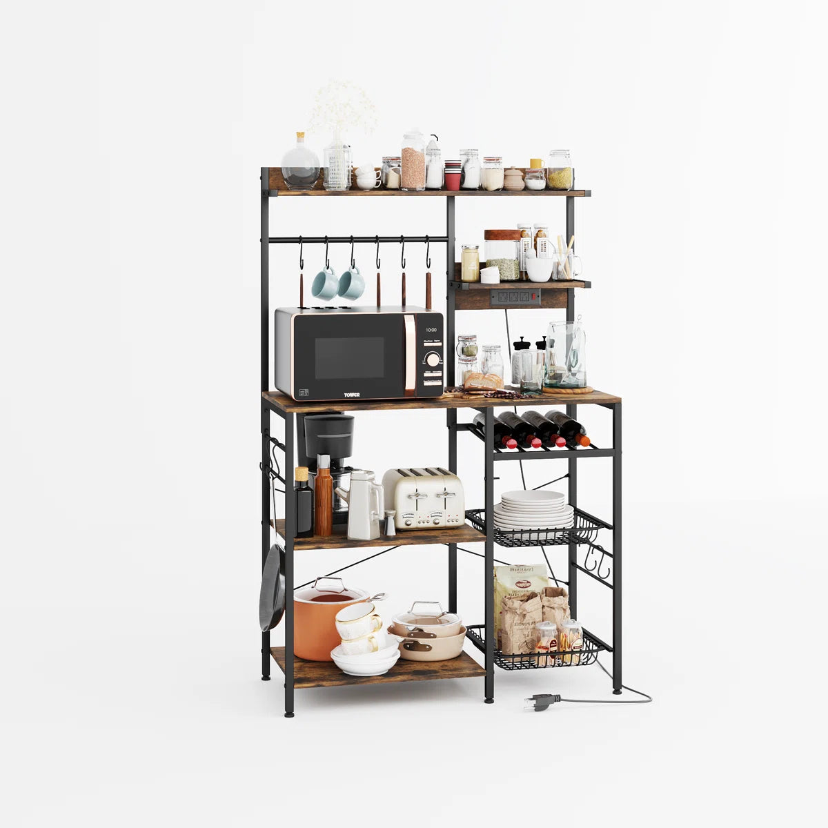 Kitchen Rack: 37.59'' Steel Standard Baker's Rack with Microwave Compatibility