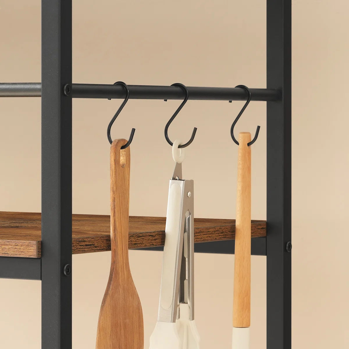 Kitchen Rack: 37.8'' Rolling Kitchen Island with Storage and Power Outlet