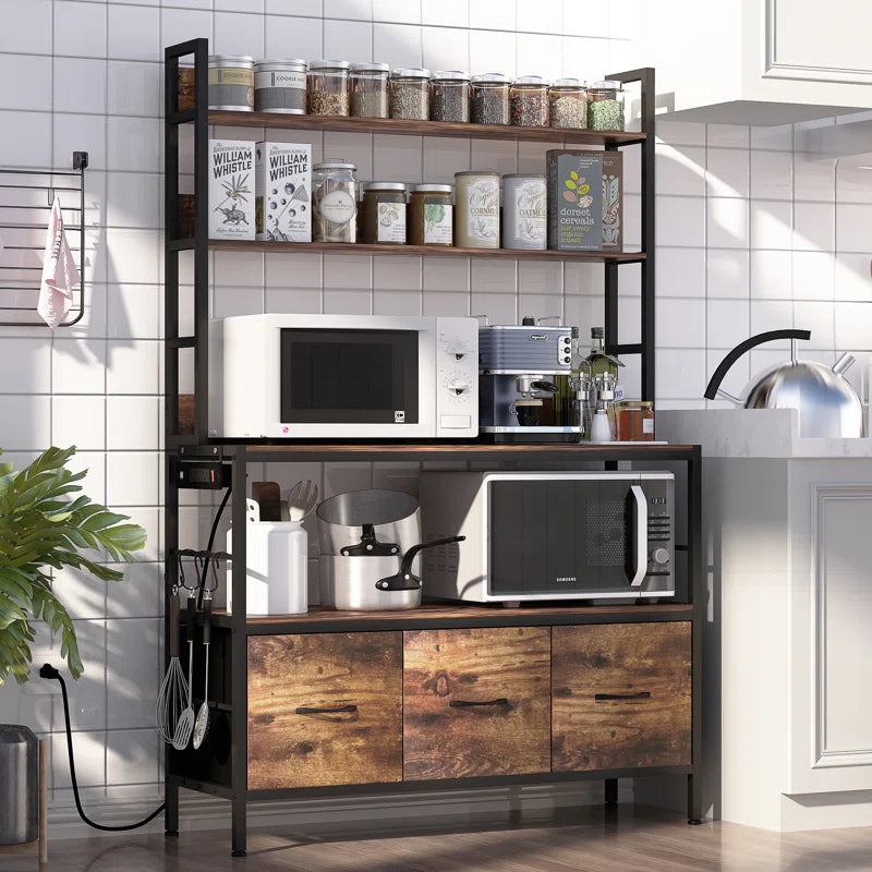 Kitchen Rack: 39.37" Standard Baker’s Rack Made of Steel with Power Outlets