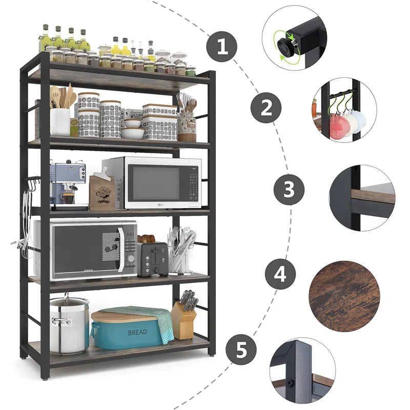 Kitchen Rack: 39.37" Standard Baker's Rack Made of Steel with Microwave