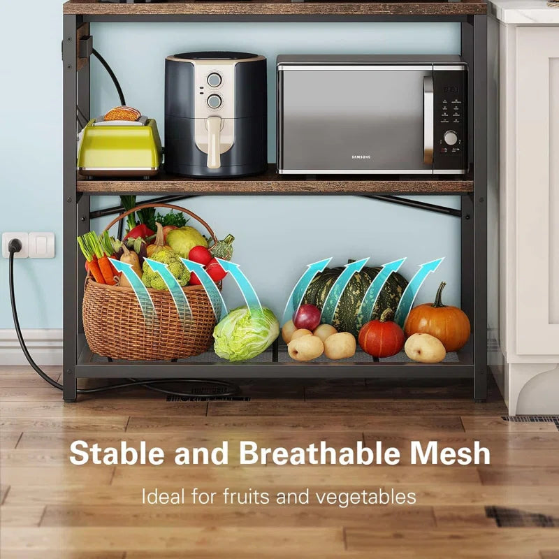 Kitchen Rack: 39.37'' Standard Baker's Rack Made of Metal and Compatible with Microwave