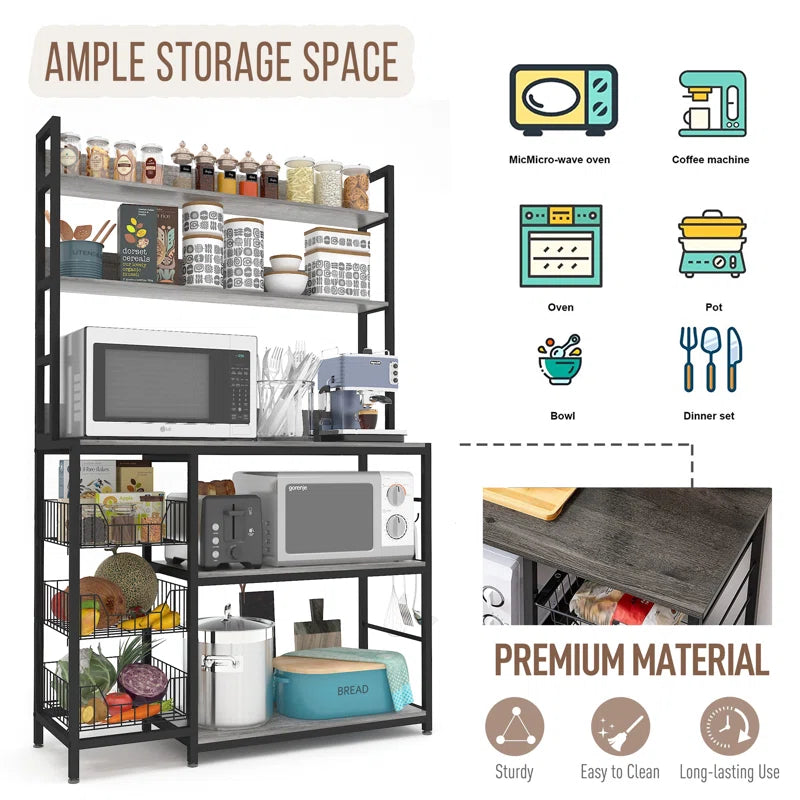 Kitchen Rack: 39.37'' Steel Standard Baker's Rack with Microwave Compatibility