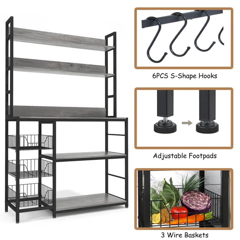 Kitchen Rack: 39.37'' Steel Standard Baker's Rack with Microwave Compatibility