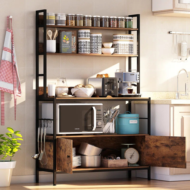 Kitchen Racks: 39.3'' Baker's rack made of steel that is compatible with microwaves