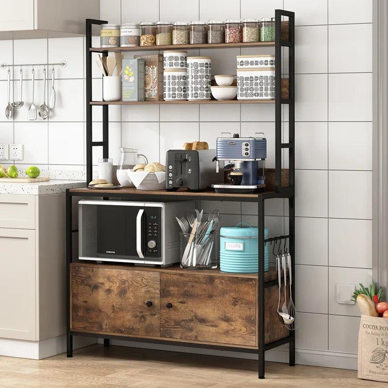 Kitchen Racks: 39.3'' Baker's rack made of steel that is compatible with microwaves